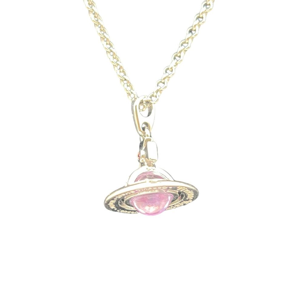 Vivienne Westwood Orb Necklace Purple Crystal Saturn Pendant Silver Tone 16-18" - Picture 4 of 13